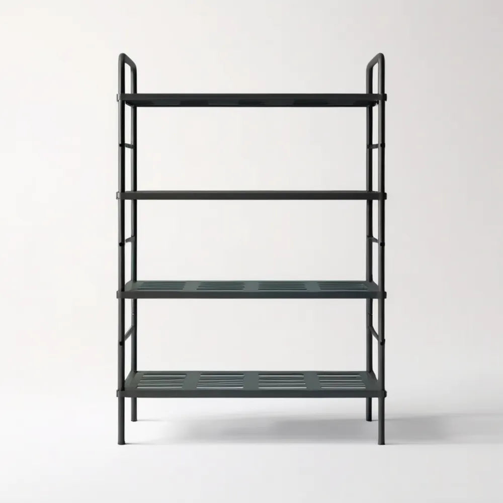 Czarny stalowy regał stojący 80 x 35 x 150 cm z 4 półkami