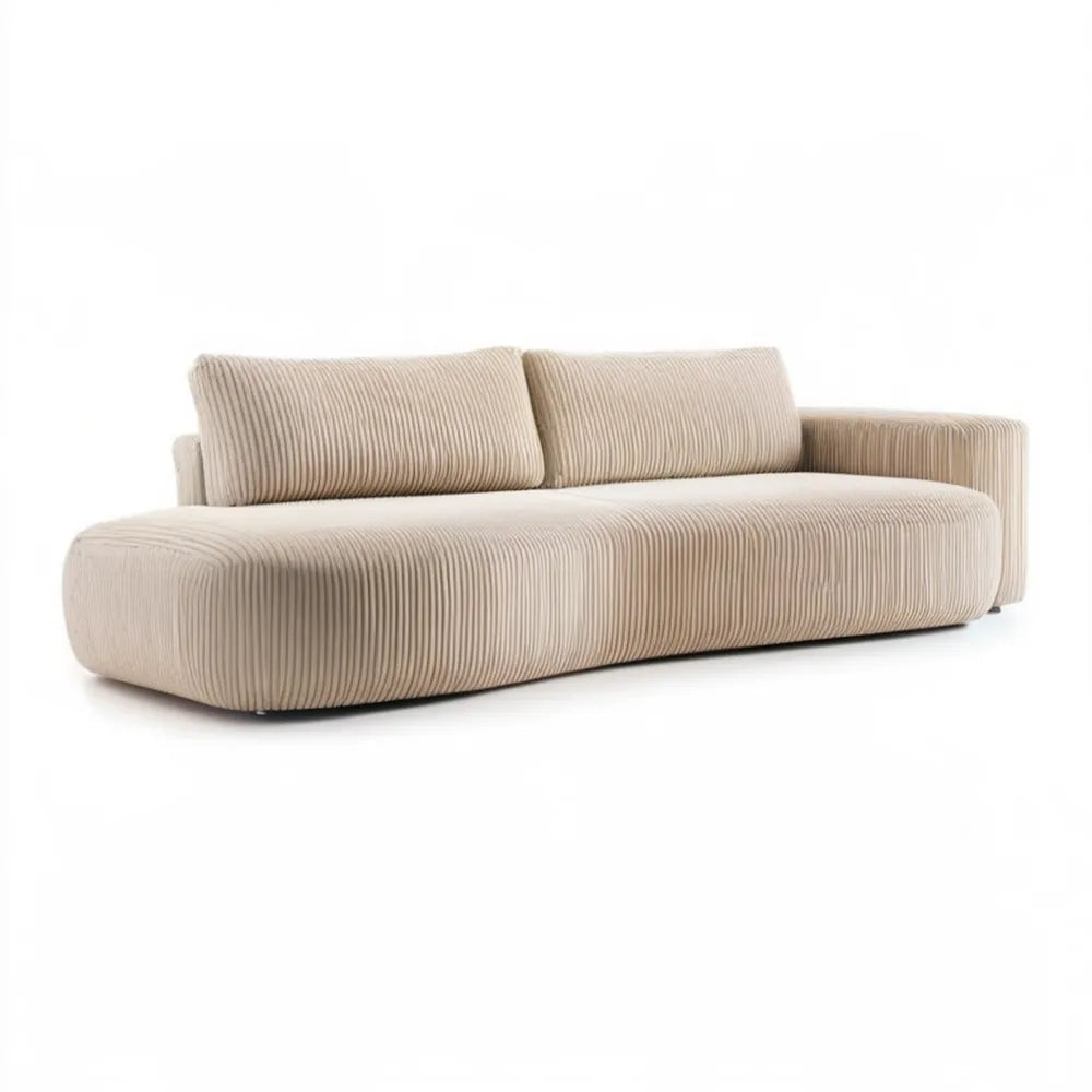 Beżowa sofa trzyosobowa sztruksowa 230 x 95 x 75 cm
