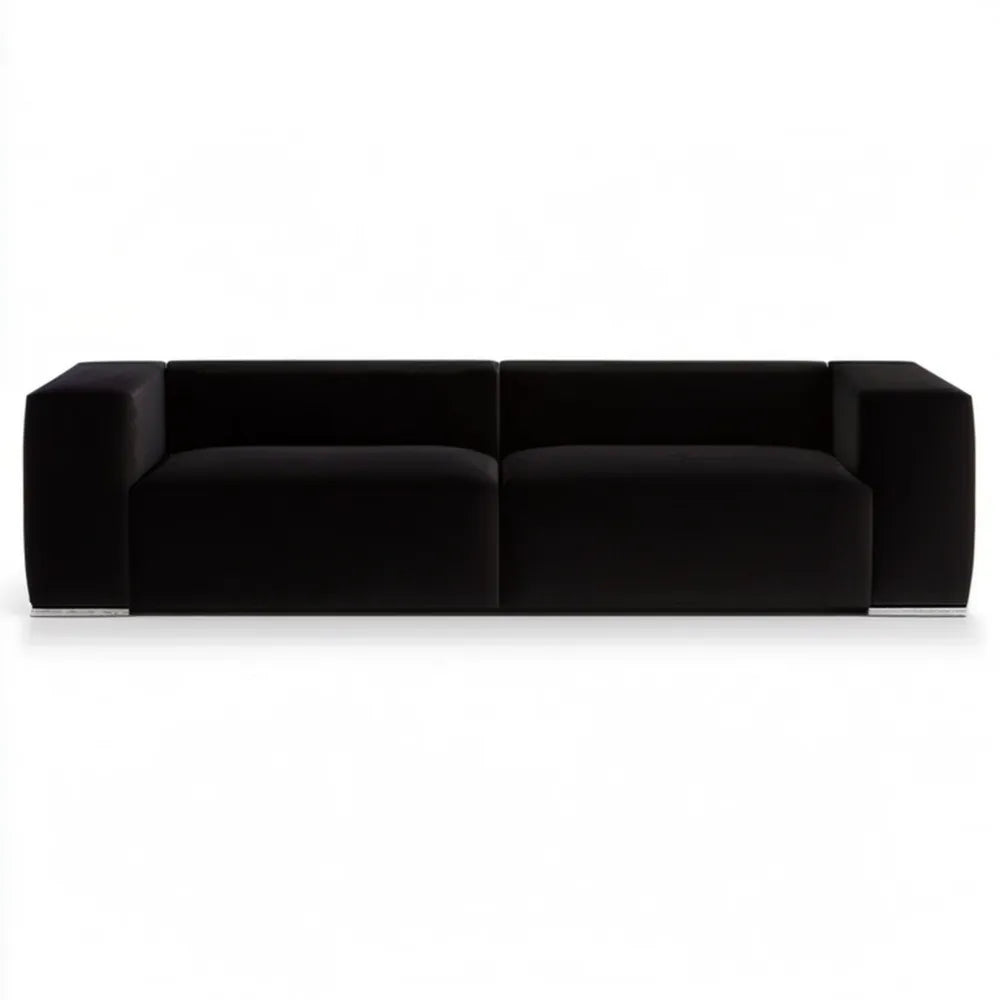Czarna sofa trzyosobowa ze skóry syntetycznej PU, 240 × 95 × 70 cm