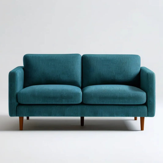 Sofa 2-osobowa ciemnoturkusowa z brązowymi nogami 150 x 85 x 82 cm