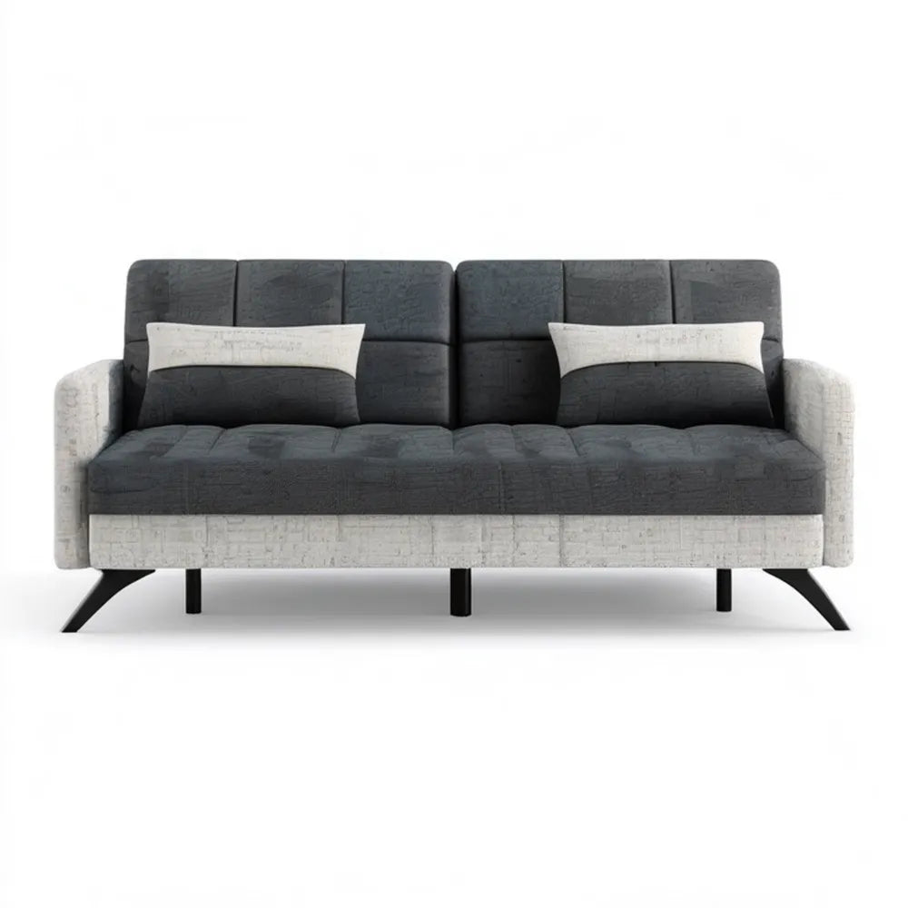 Rozkładana sofa 3-osobowa grafitowo-szara z czarnymi nogami, 220 x 90 x 88 cm