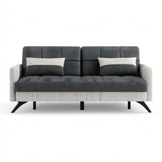 Rozkładana sofa 3-osobowa grafitowo-szara z czarnymi nogami, 220 x 90 x 88 cm