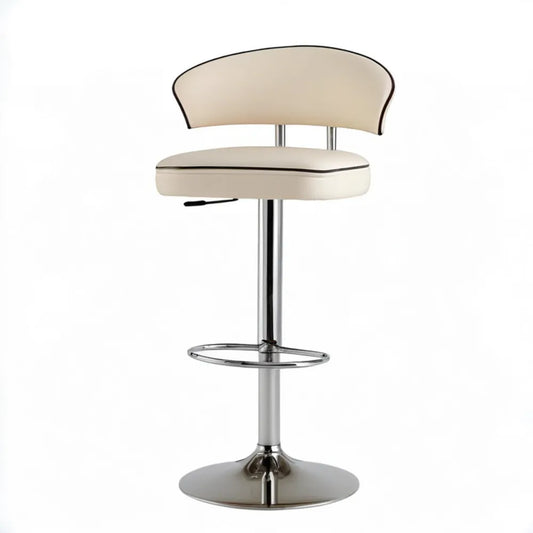 Kremowo-chromowany hoker z regulacją wysokości 85–106 cm, siedzisko 46 × 40 cm