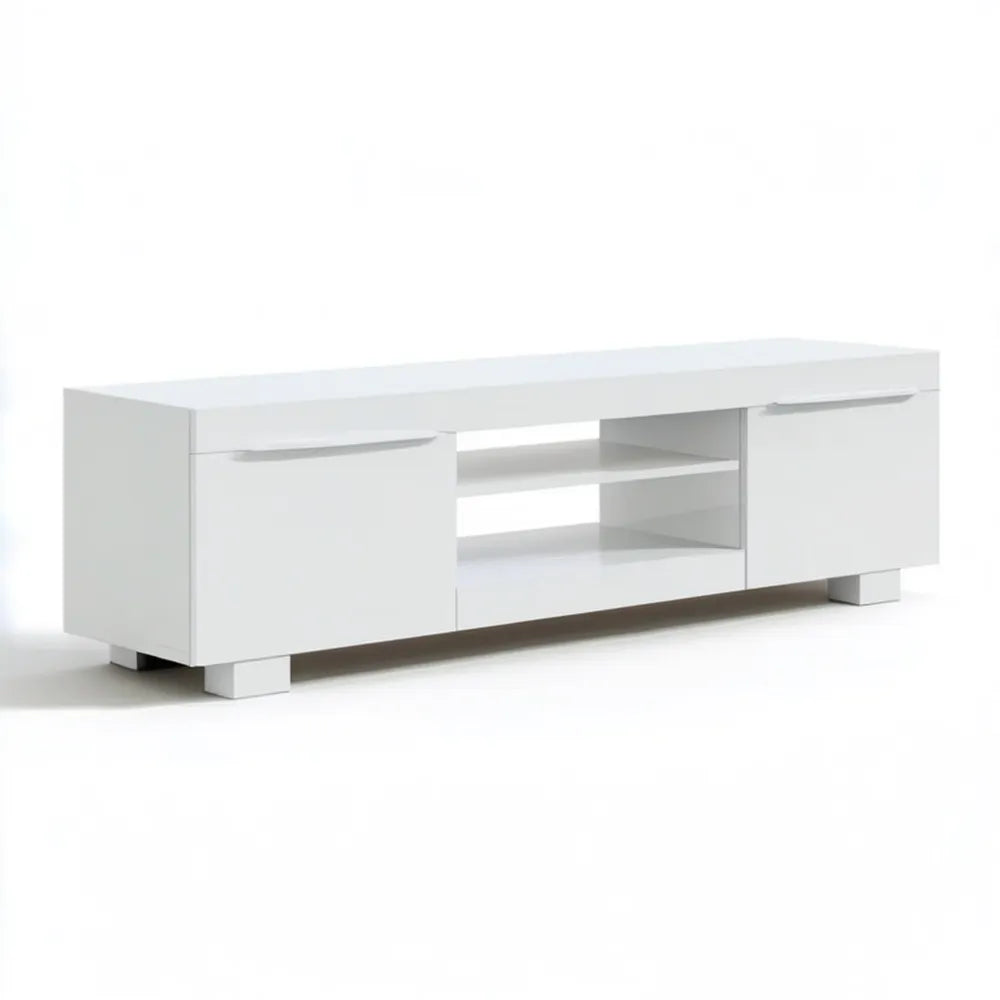 Biała szafka RTV z płyty laminowanej 150 x 40 x 45 cm