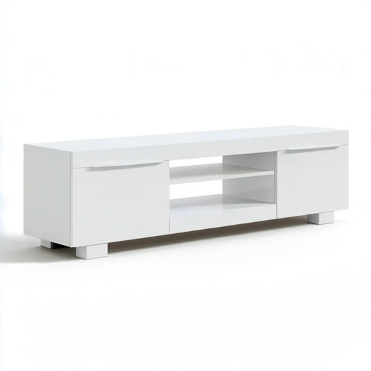 Biała szafka RTV z płyty laminowanej 150 x 40 x 45 cm