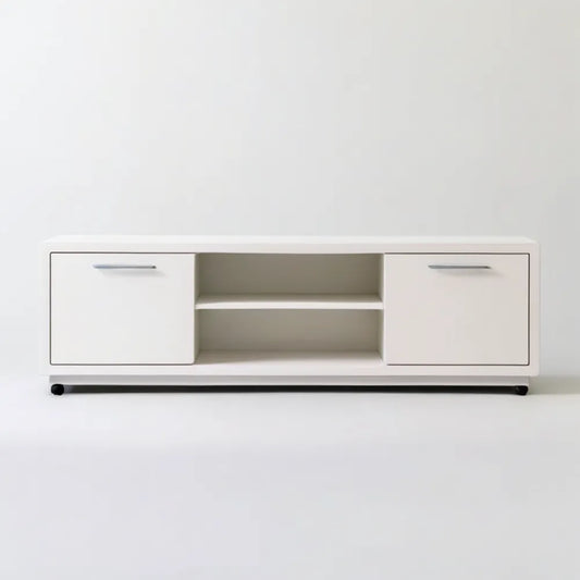 Biała szafka RTV z MDF na kółkach, 120 x 40 x 45 cm