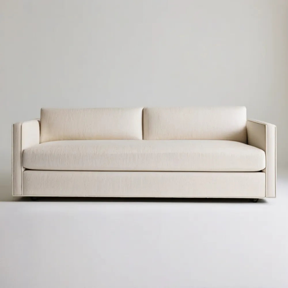 Kremowa sofa trzyosobowa z tapicerką poliestrową, 220 × 92 × 78 cm