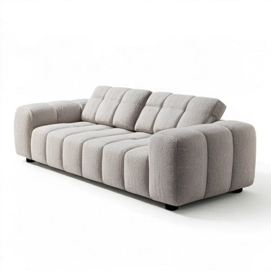 Czteroosobowa sofa bouclé jasnoszara 280 x 105 x 78 cm