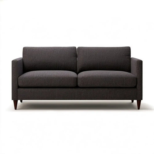 Dwuosobowa sofa ciemnoszara z ciemnobrązowymi nogami, 180 x 85 x 84 cm