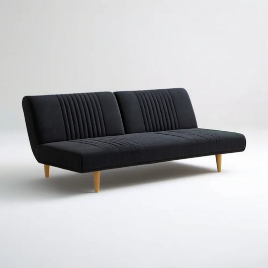 Czarna sofa 3-osobowa z mikrofibry 190 x 82 x 82 cm z jasnobrązowymi drewnianymi nogami
