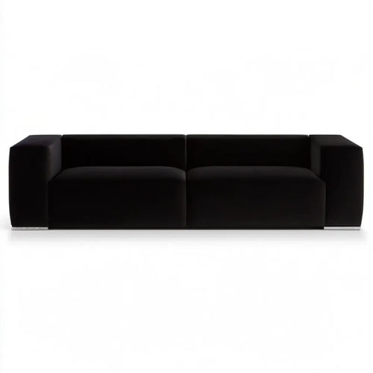 Czarna sofa trzyosobowa ze skóry syntetycznej PU, 240 × 95 × 70 cm